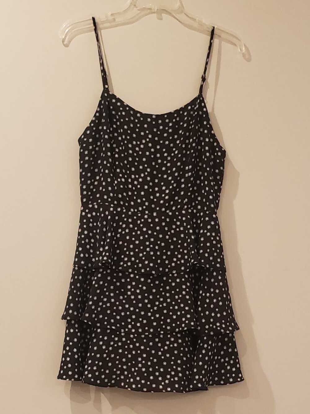 Forever 21 Black Floral Tiered Ruffled Dress Medium